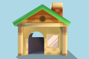 Cottage Front doghouse, dog, house, home, barn, farm, country, lowpoly, cartoon, structure